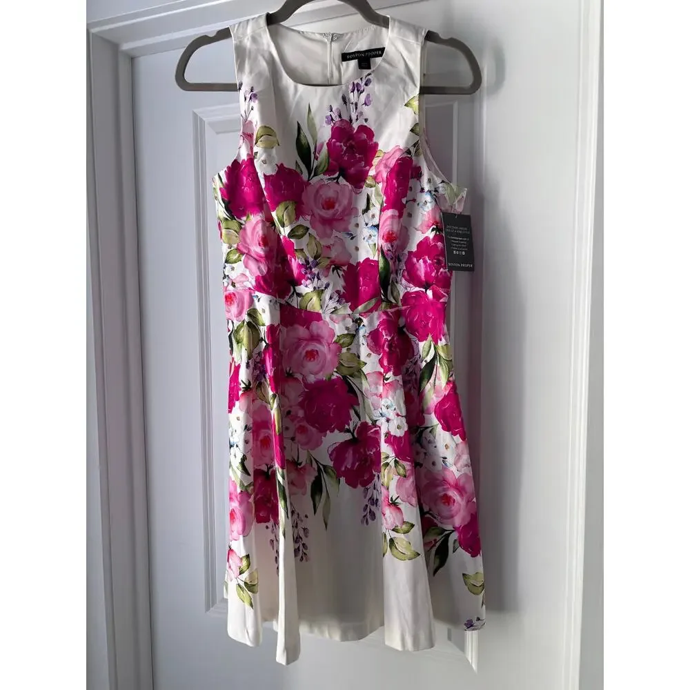 NWT Boston Proper Garden Party High Neck Floral Fit & Flare SZ 6 Preppy Southern - Picture 3 of 7